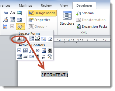 form field in word for mac